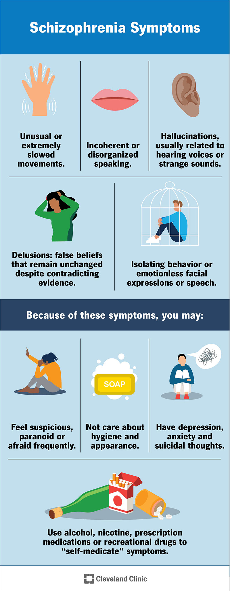 What are the triggers and common treatments for schizophrenia?