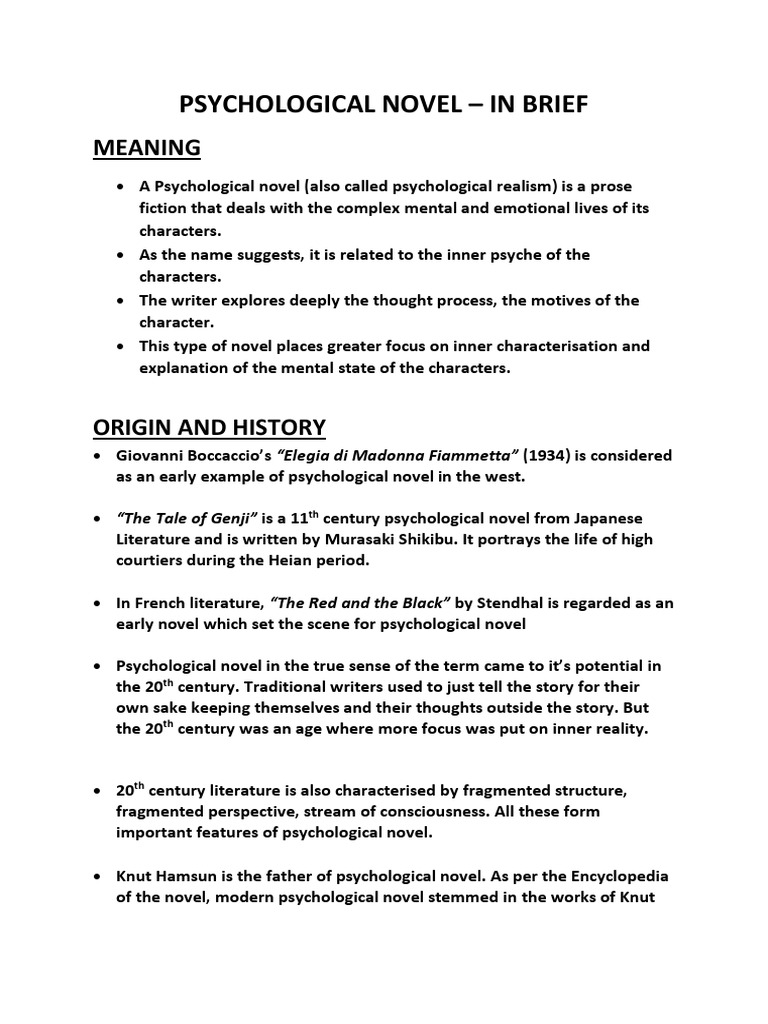 What Is Psychological Fiction Find Out Examples And Definitions
